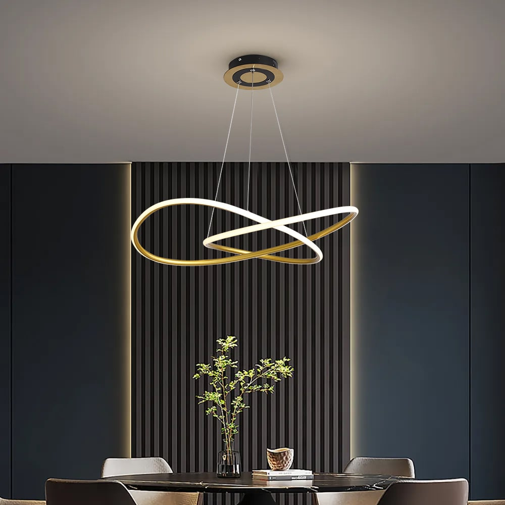 Minimalistische Gouden Hanglamp ร57cm met Ingebouwde LED โ Elegante Eetkamer Lamp voor Woonkamer of Eettafel