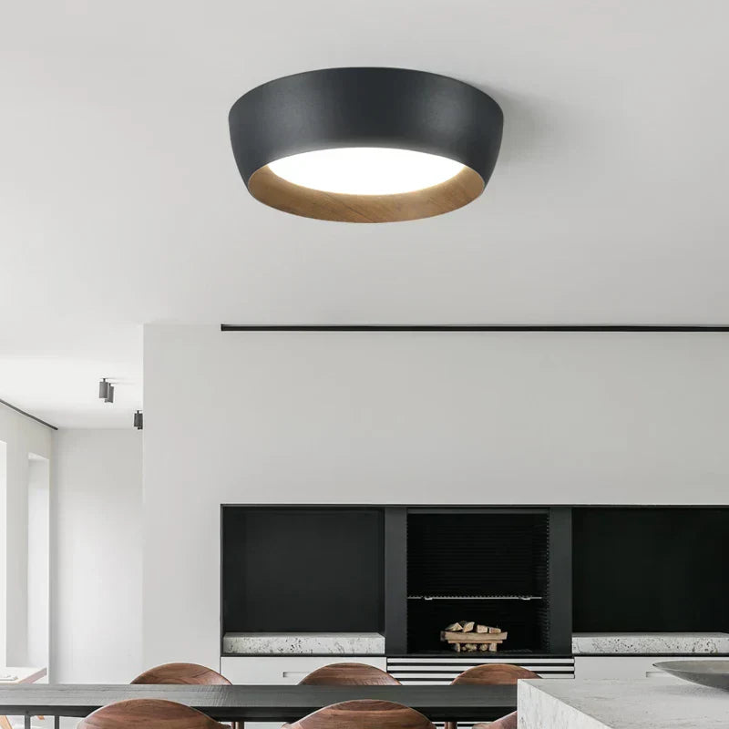 Minimalistische LED Plafondlamp met Houtaccent โ Strak Design voor Slaapkamer en Woonkamer