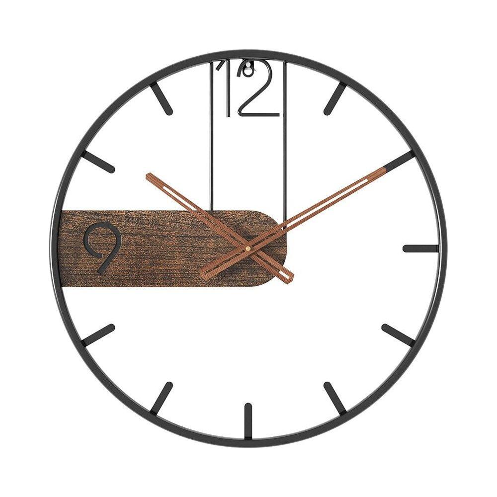 Wandklok van Walnoothout en Staal – Minimalistisch Design Ø 40 cm