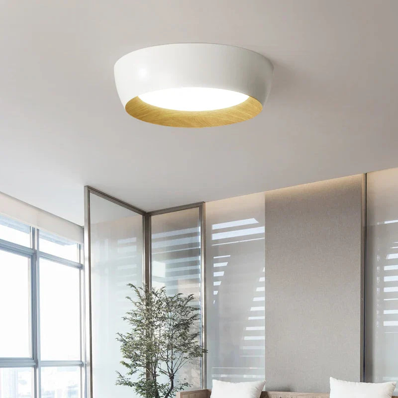 Minimalistische LED Plafondlamp met Houtaccent โ Strak Design voor Slaapkamer en Woonkamer