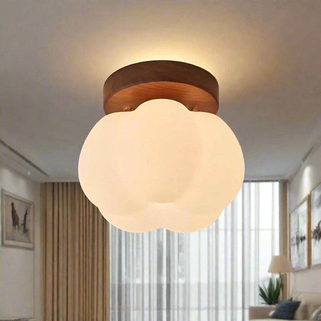 Speelse Plafondlamp in Pompoenstijl – Compacte LED Lamp voor Warme Verlichting