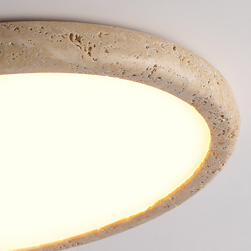 LED Plafondlamp van Travertinsteen – Unieke Plafonnière voor Slaapkamer, Woonkamer en Entree – Ø38 cm, Neutraal Licht