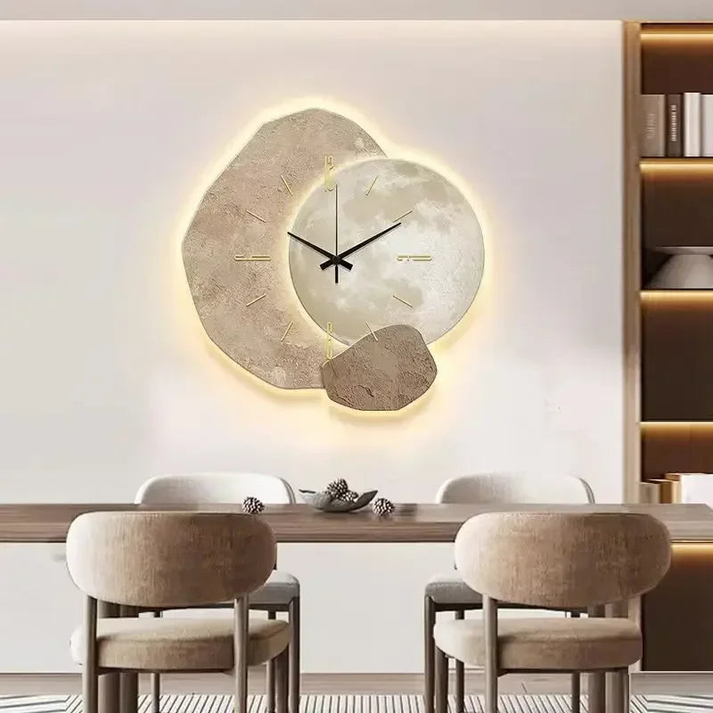 Moderne Wandklok van Natuurlijk Hout met Stil Uurwerk – 35 cm Diameter