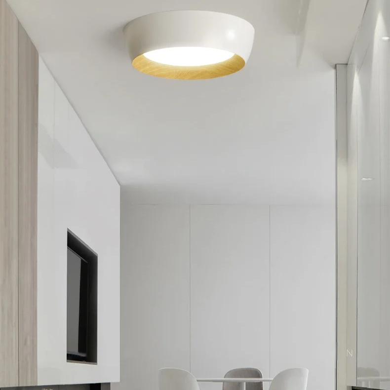 Minimalistische LED Plafondlamp met Houtaccent – Strak Design voor Slaapkamer en Woonkamer