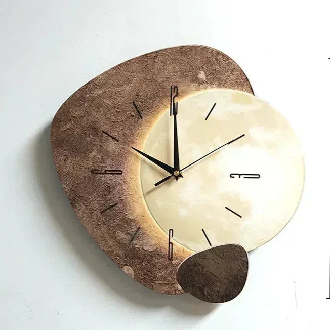 Moderne Wandklok van Natuurlijk Hout met Stil Uurwerk – 35 cm Diameter