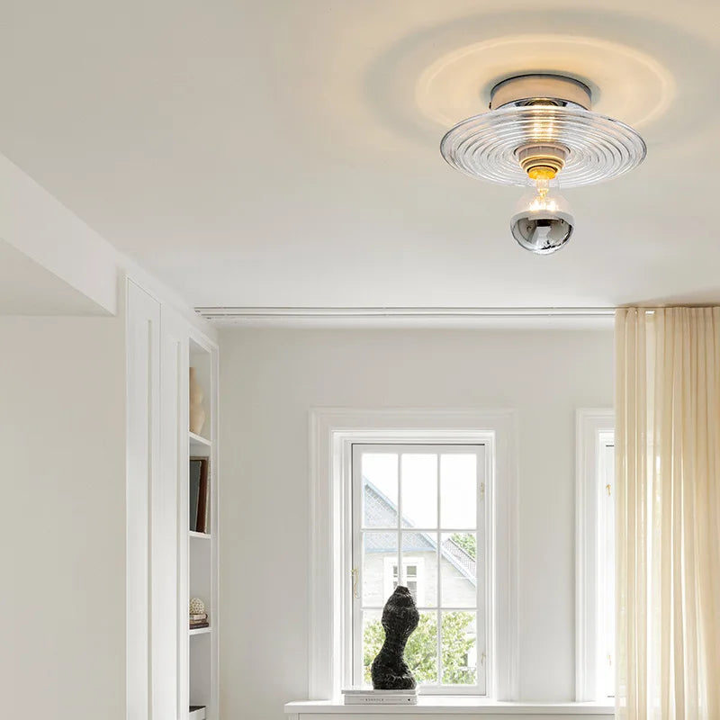 Vintage Glass LED Wandlamp met Watergolfstructuur – Retro Design voor Sfeervolle Verlichting