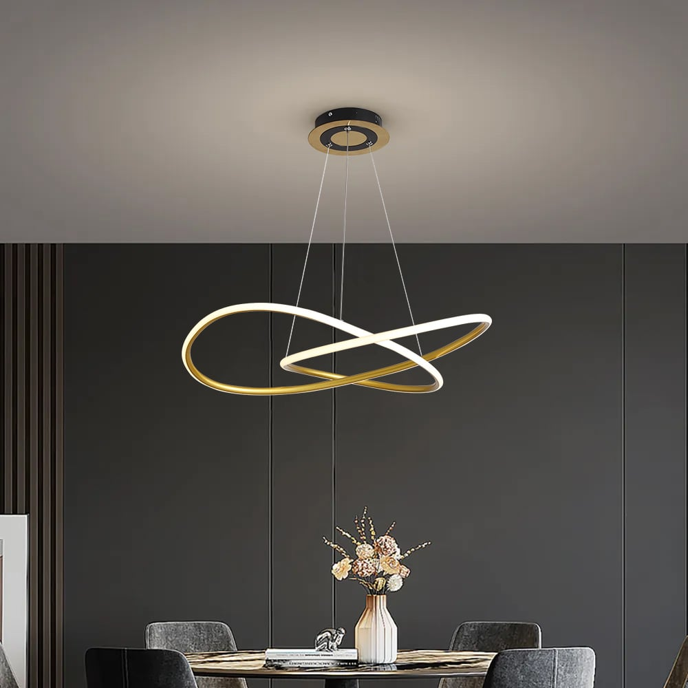 Minimalistische Gouden Hanglamp ร57cm met Ingebouwde LED โ Elegante Eetkamer Lamp voor Woonkamer of Eettafel