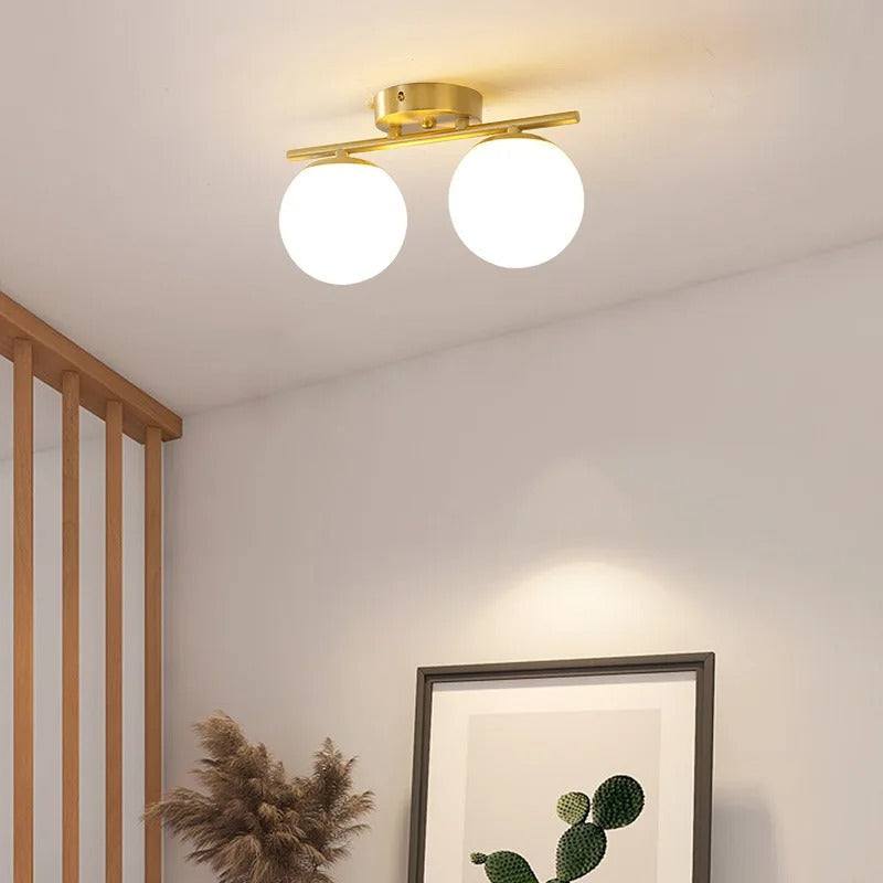 Elegante LED Plafondlamp van Glas met Gouden Accenten – Sfeervolle Verlichting voor Elke Kamer