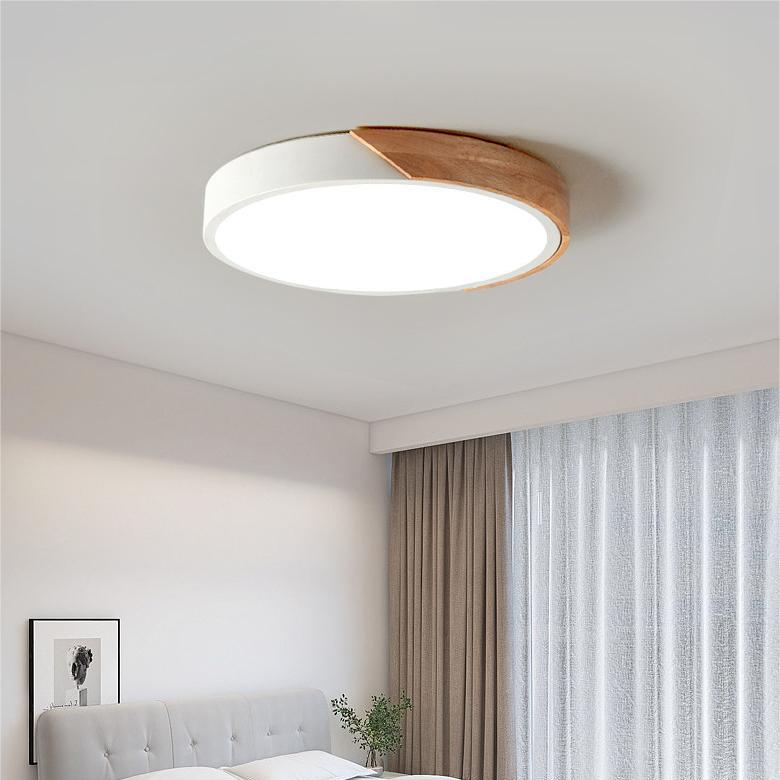 Scandinavische Houten Plafondlamp met Diffuus Licht – Minimalistisch Design voor Slaapkamer en Werkruimte, LED Plafonniere