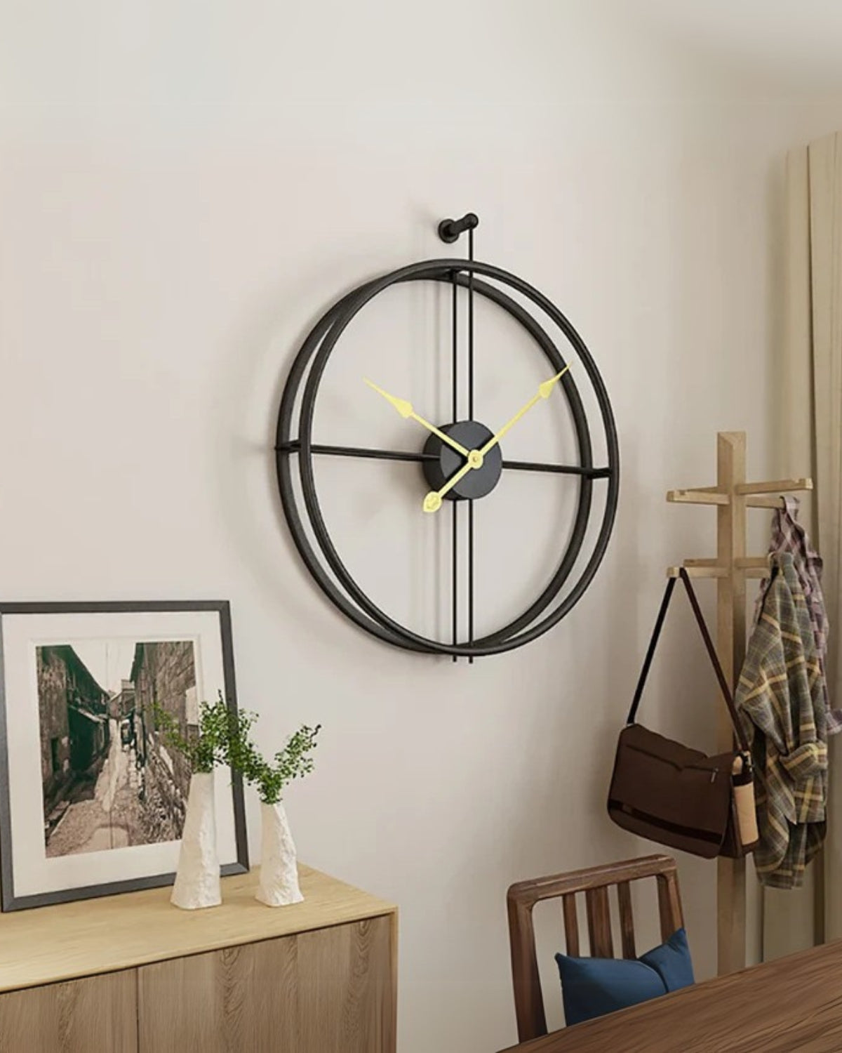 Buenta Noir Wandklok – Minimalistisch Design met Stil Quartz Uurwerk – Ø 60 cm