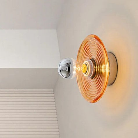 Vintage Glass LED Wandlamp met Watergolfstructuur – Retro Design voor Sfeervolle Verlichting