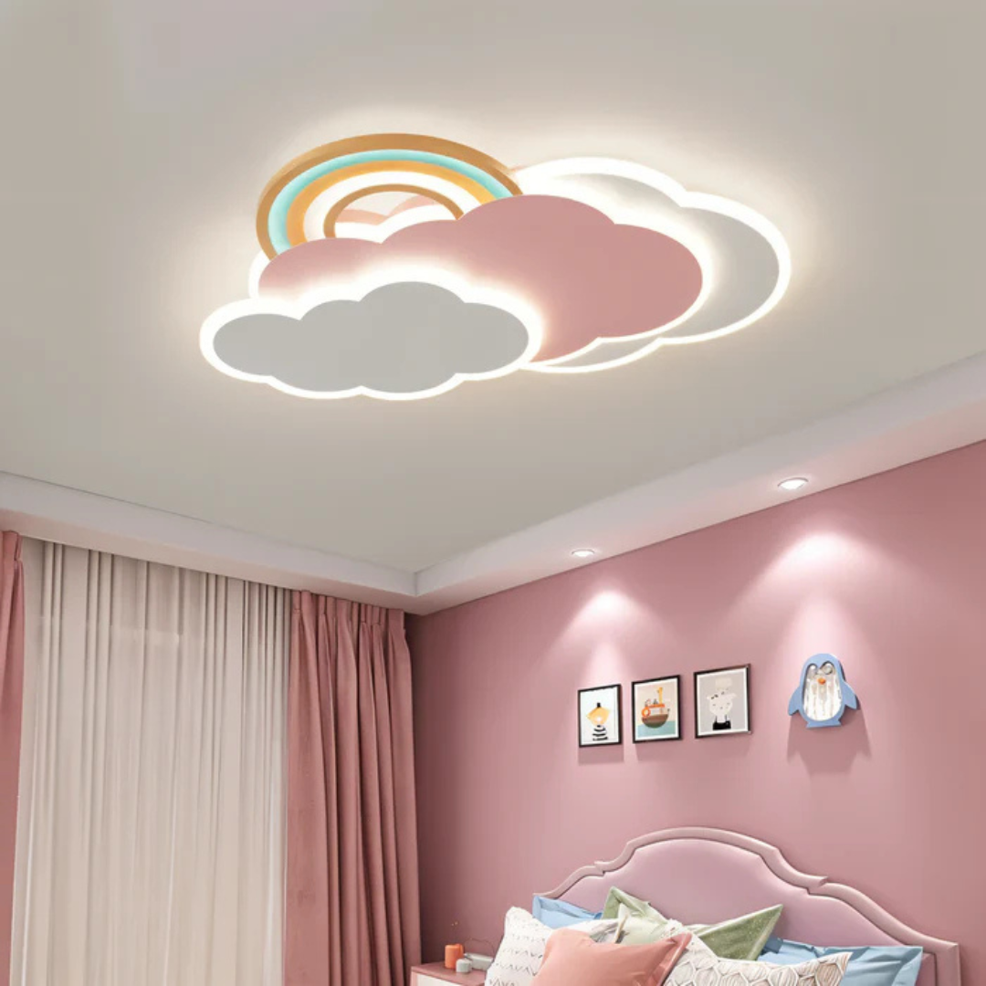 LED Plafondlamp voor Kinderkamer met Regenboog en Wolken – Dimbaar en Energiezuinig