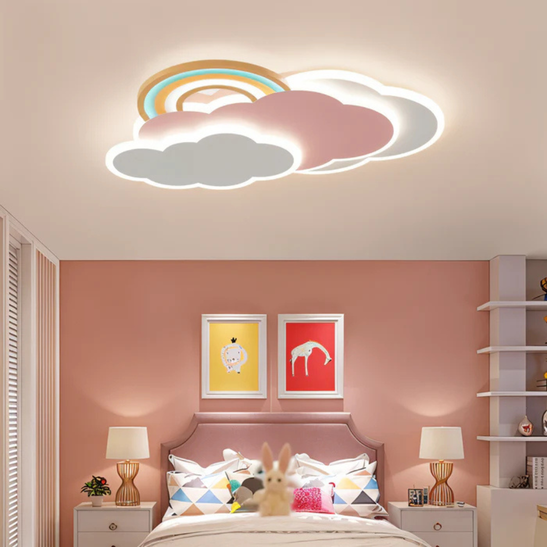 LED Plafondlamp voor Kinderkamer met Regenboog en Wolken – Dimbaar en Energiezuinig