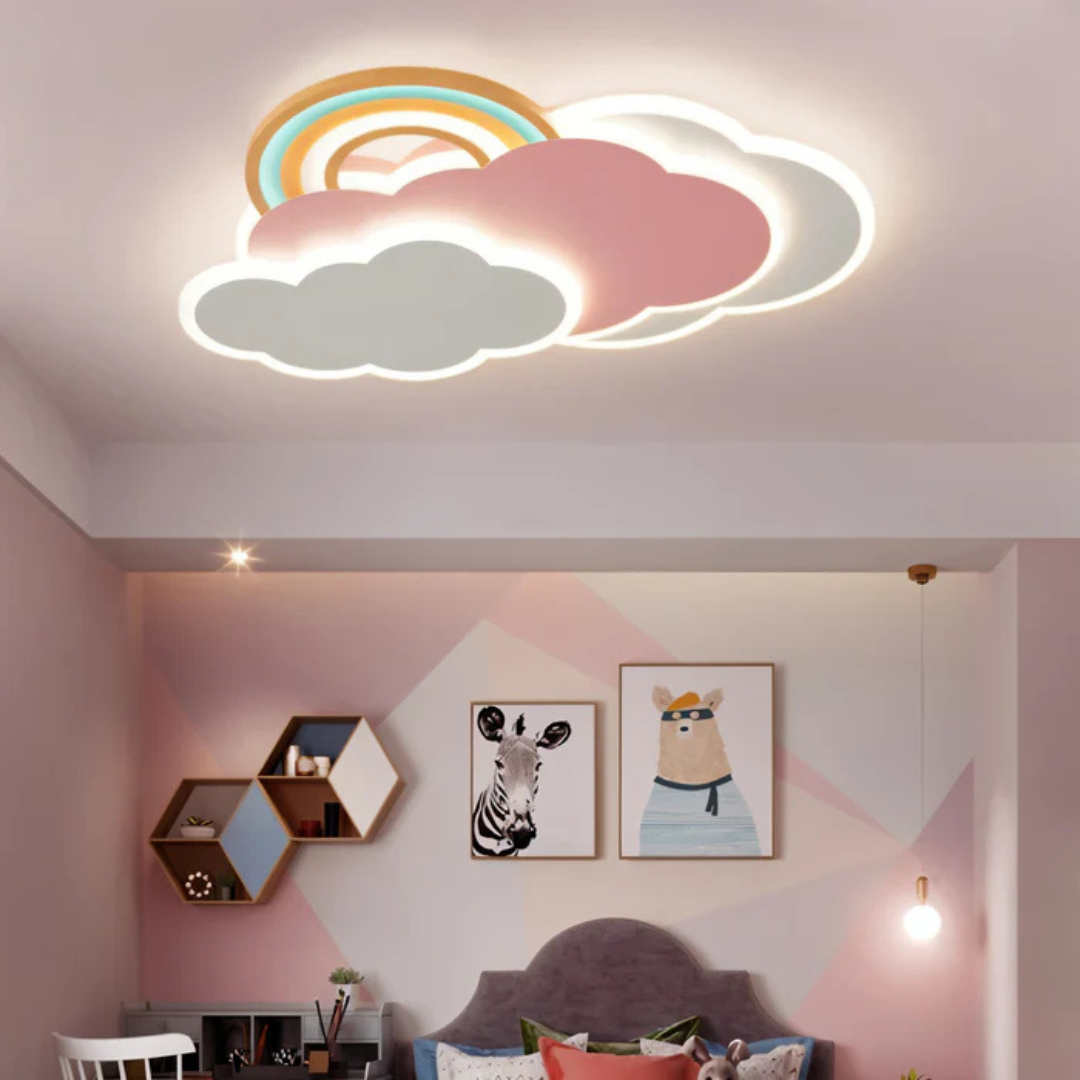 LED Plafondlamp voor Kinderkamer met Regenboog en Wolken – Dimbaar en Energiezuinig