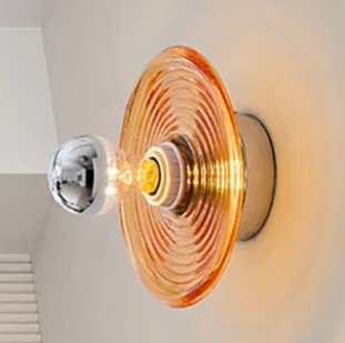 Vintage Glass LED Wandlamp met Watergolfstructuur – Retro Design voor Sfeervolle Verlichting