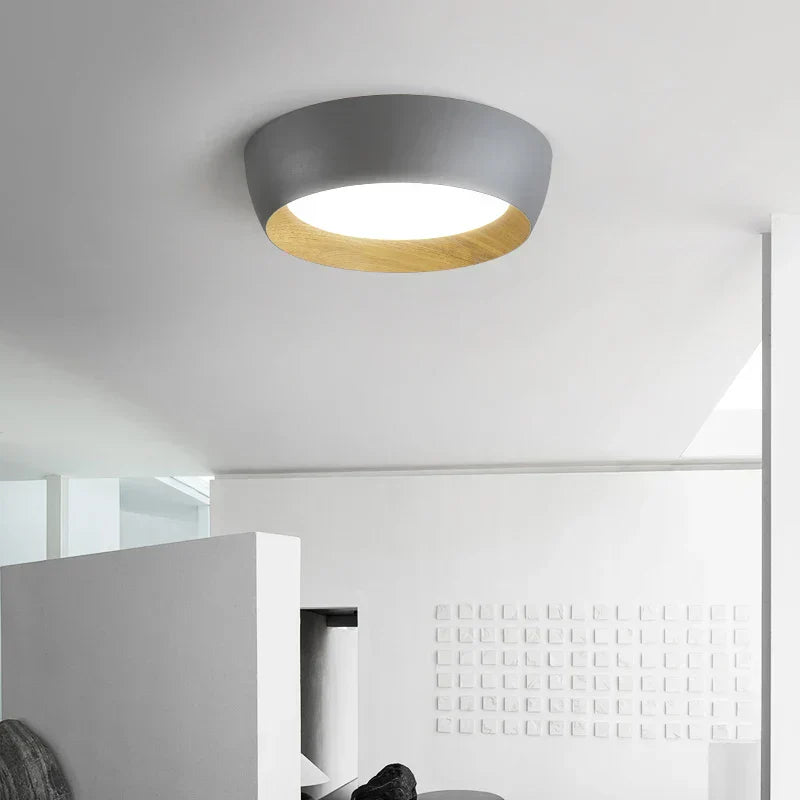Minimalistische LED Plafondlamp met Houtaccent – Strak Design voor Slaapkamer en Woonkamer