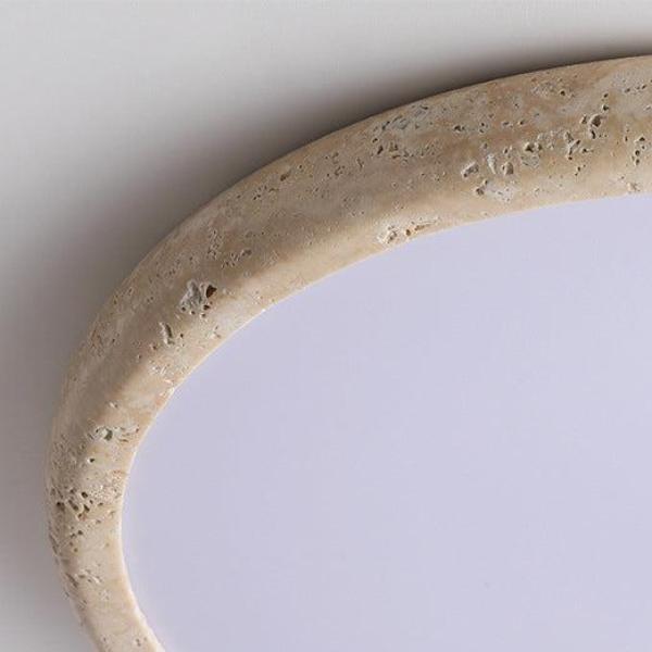 LED Plafondlamp van Travertinsteen – Unieke Plafonnière voor Slaapkamer, Woonkamer en Entree – Ø38 cm, Neutraal Licht