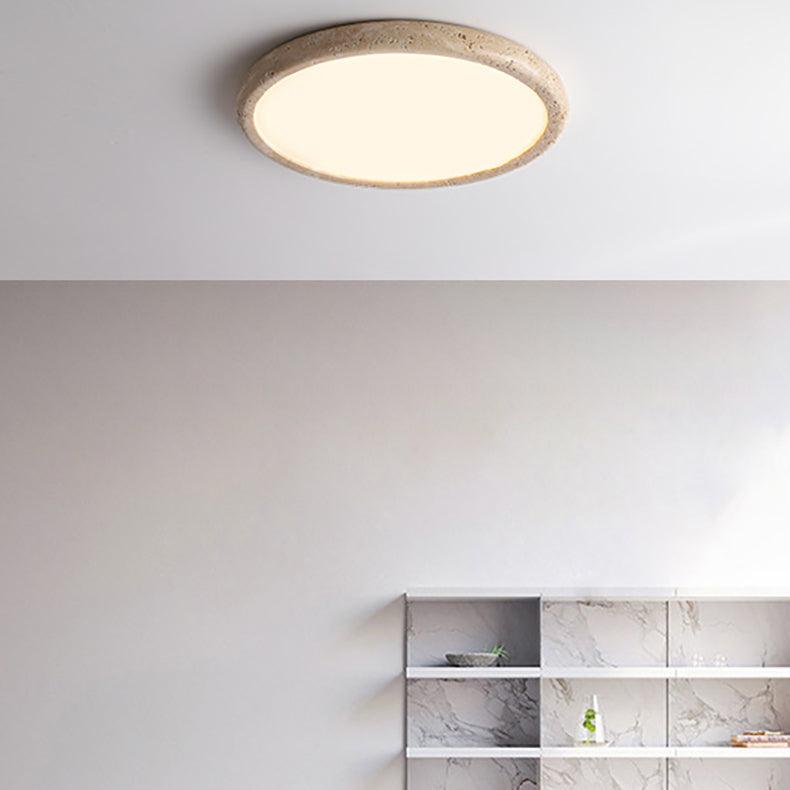 LED Plafondlamp van Travertinsteen – Unieke Plafonnière voor Slaapkamer, Woonkamer en Entree – Ø38 cm, Neutraal Licht