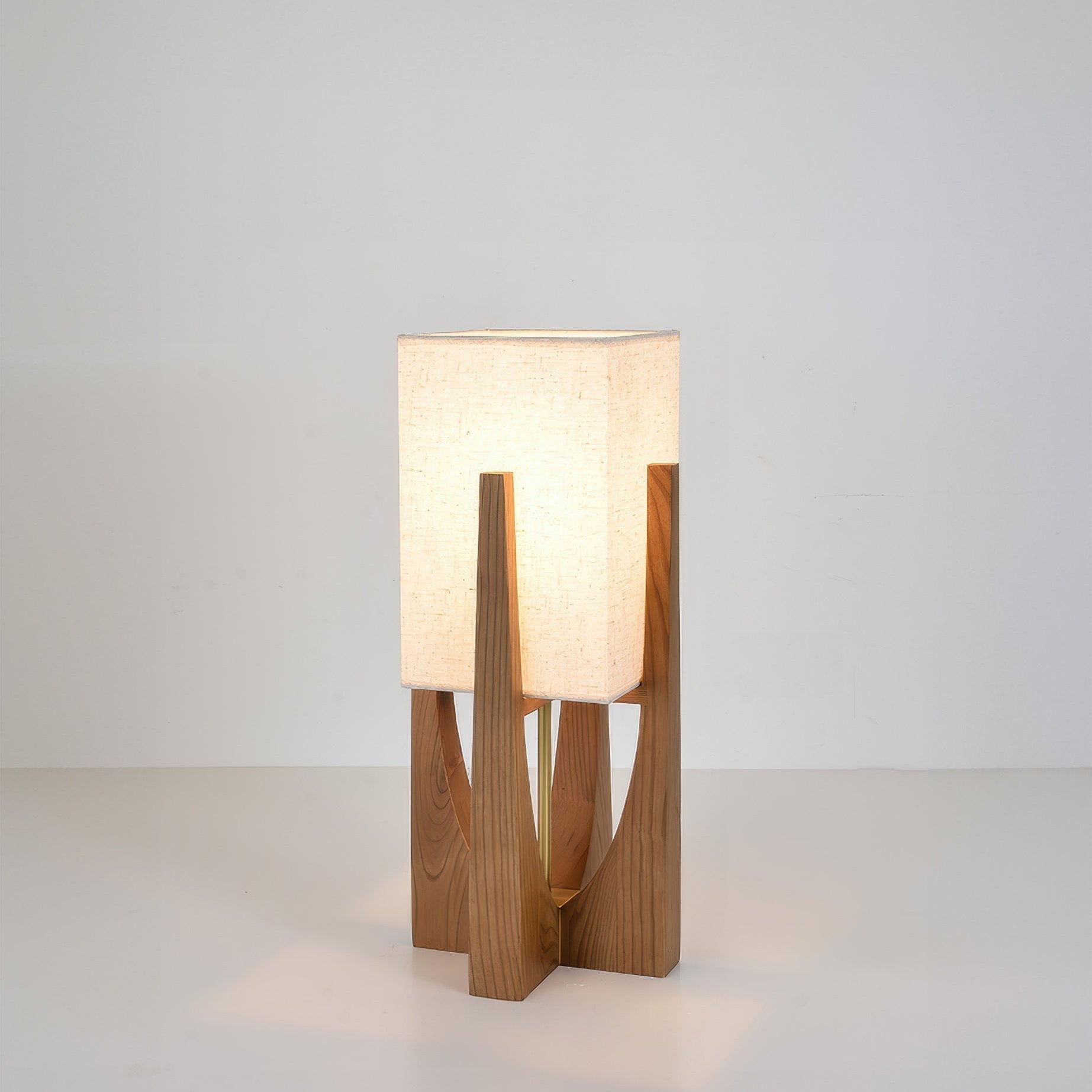 Minimalistische Vloerlamp van Walnoothout met Driekleurige Verlichting – Japanse Stijl Staande Lamp voor Modern Interieur