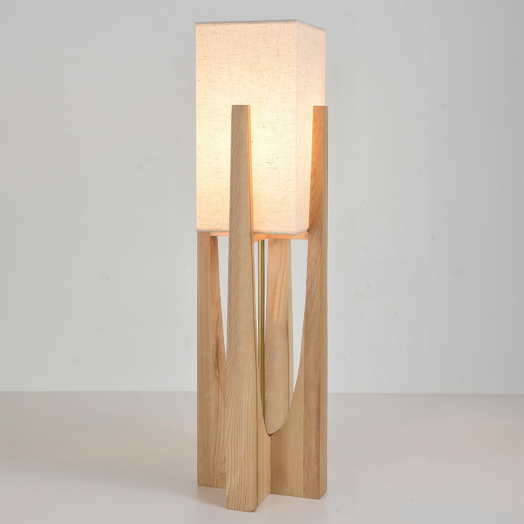 Minimalistische Vloerlamp van Walnoothout met Driekleurige Verlichting – Japanse Stijl Staande Lamp voor Modern Interieur