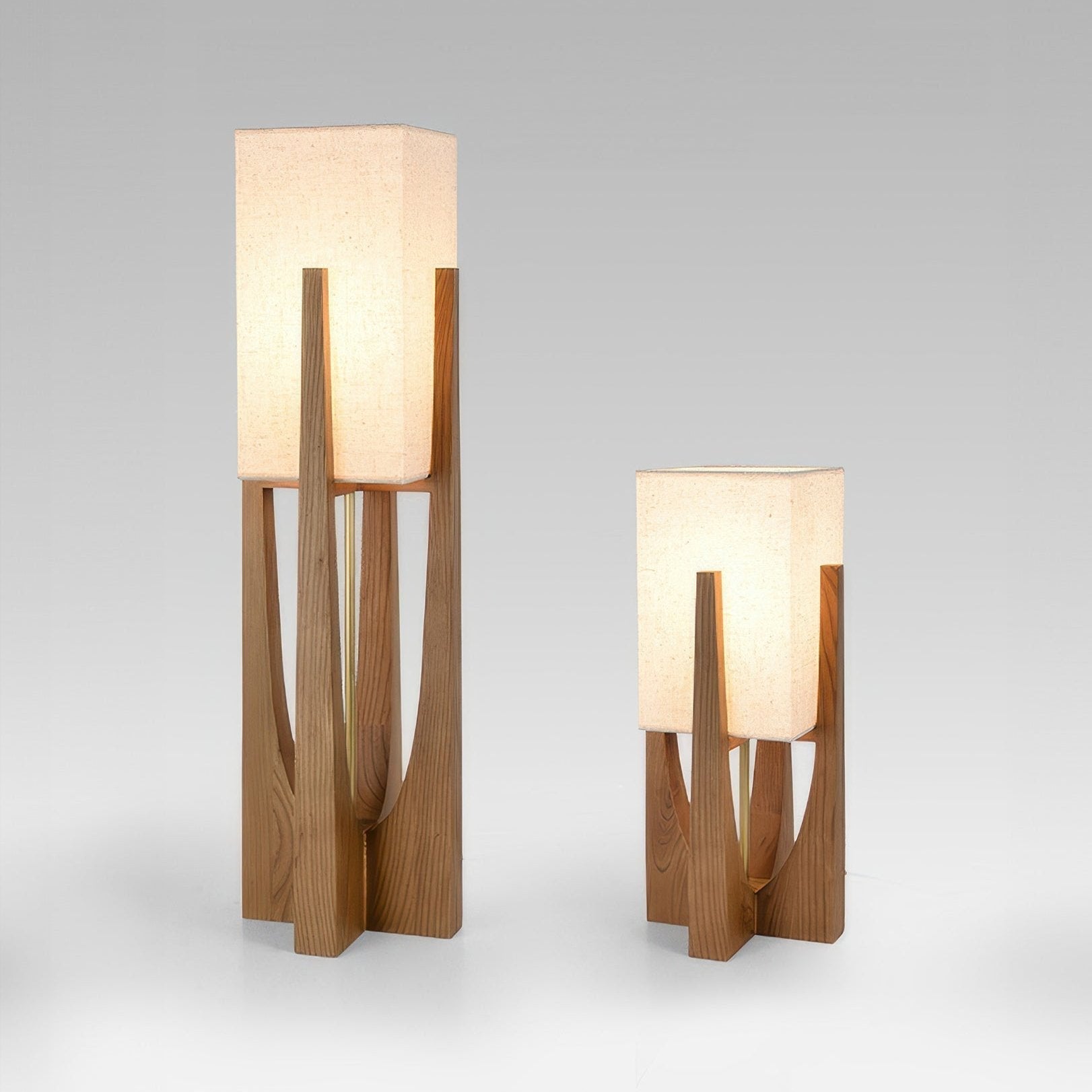 Minimalistische Vloerlamp van Walnoothout met Driekleurige Verlichting – Japanse Stijl Staande Lamp voor Modern Interieur