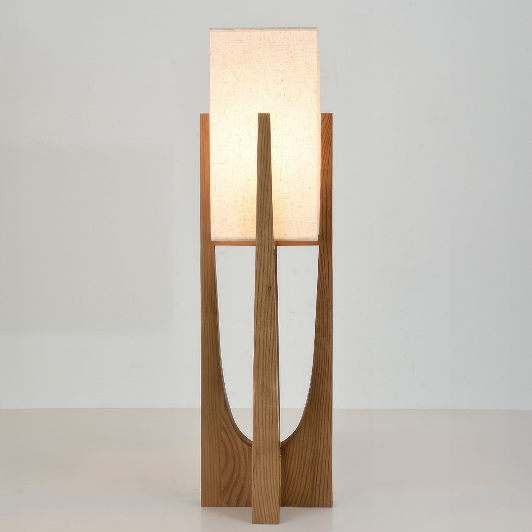Minimalistische Vloerlamp van Walnoothout met Driekleurige Verlichting – Japanse Stijl Staande Lamp voor Modern Interieur