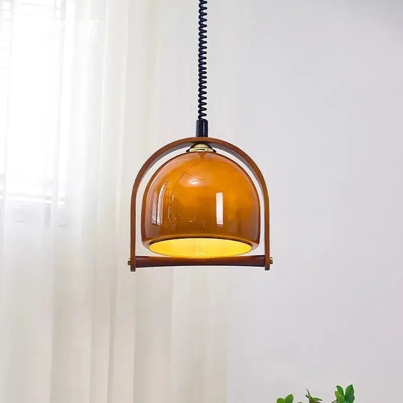 Hanglamp Eettafel van Hout en Glas - Industriele Woonkamer Lamp met E14 LED Verlichting - Ø30 cm Retro Design