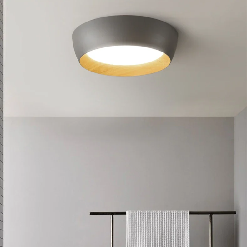 Minimalistische LED Plafondlamp met Houtaccent – Strak Design voor Slaapkamer en Woonkamer