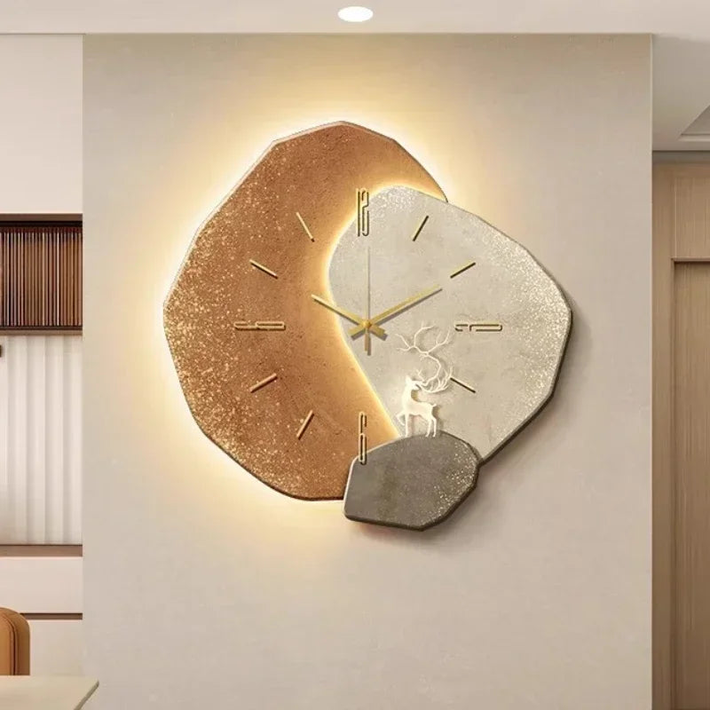 Moderne Wandklok van Natuurlijk Hout met Stil Uurwerk – 35 cm Diameter