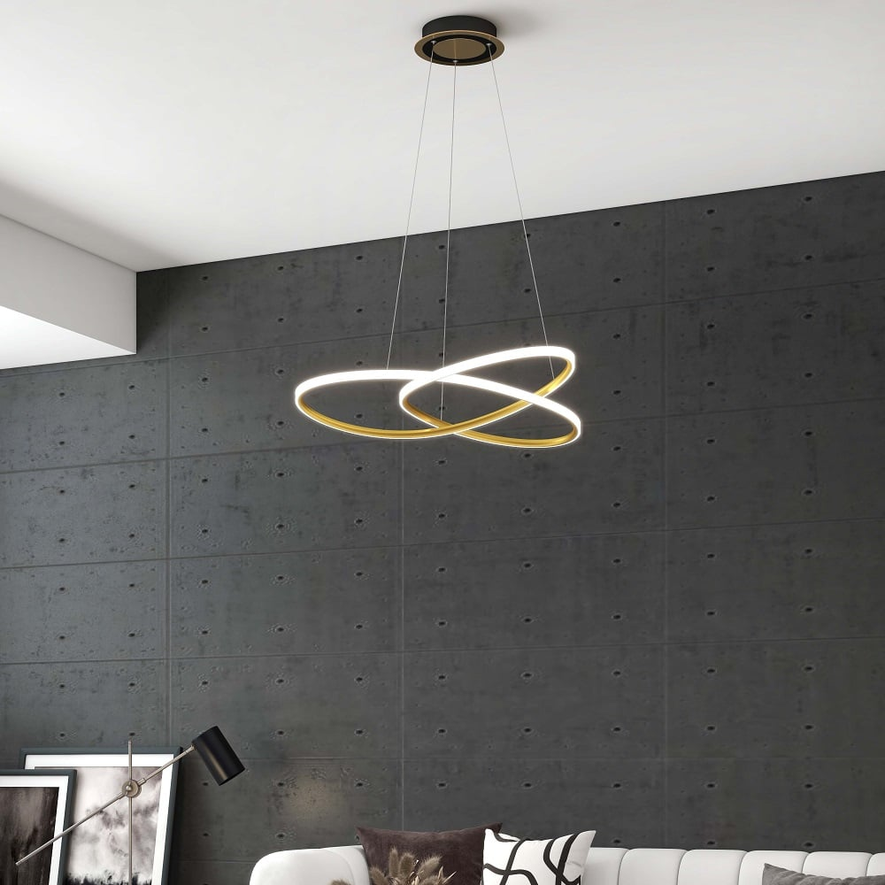 Minimalistische Gouden Hanglamp Ø57cm met Ingebouwde LED – Elegante Eetkamer Lamp voor Woonkamer of Eettafel