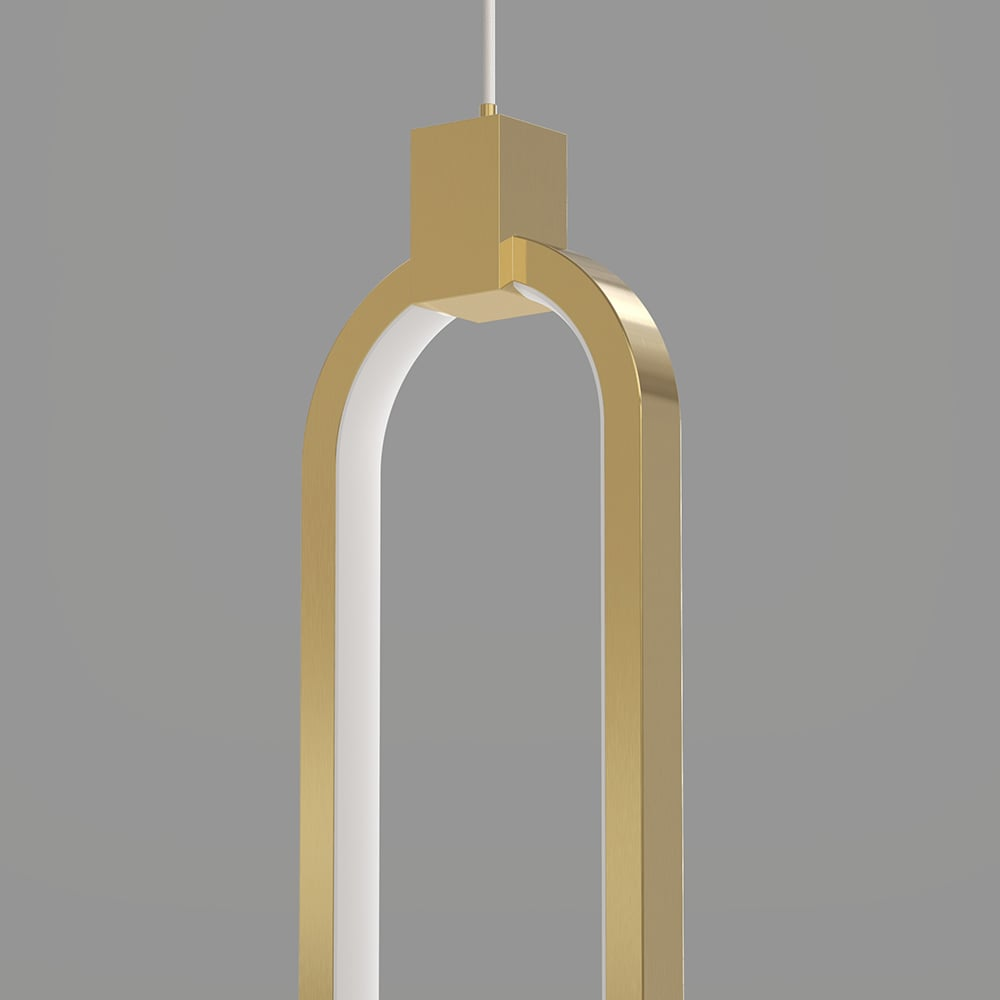 2-Lichts Hanglamp in Goud Messing met Moderne Cirkelvorm – Verstelbare Hoogte