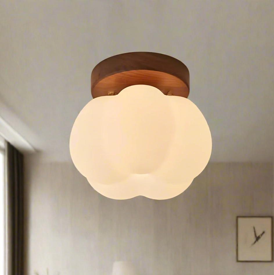 Speelse Plafondlamp in Pompoenstijl – Compacte LED Lamp voor Warme Verlichting
