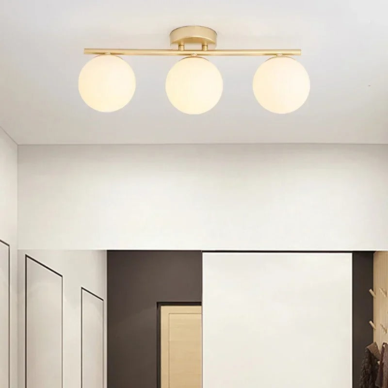 Elegante LED Plafondlamp van Glas met Gouden Accenten – Sfeervolle Verlichting voor Elke Kamer