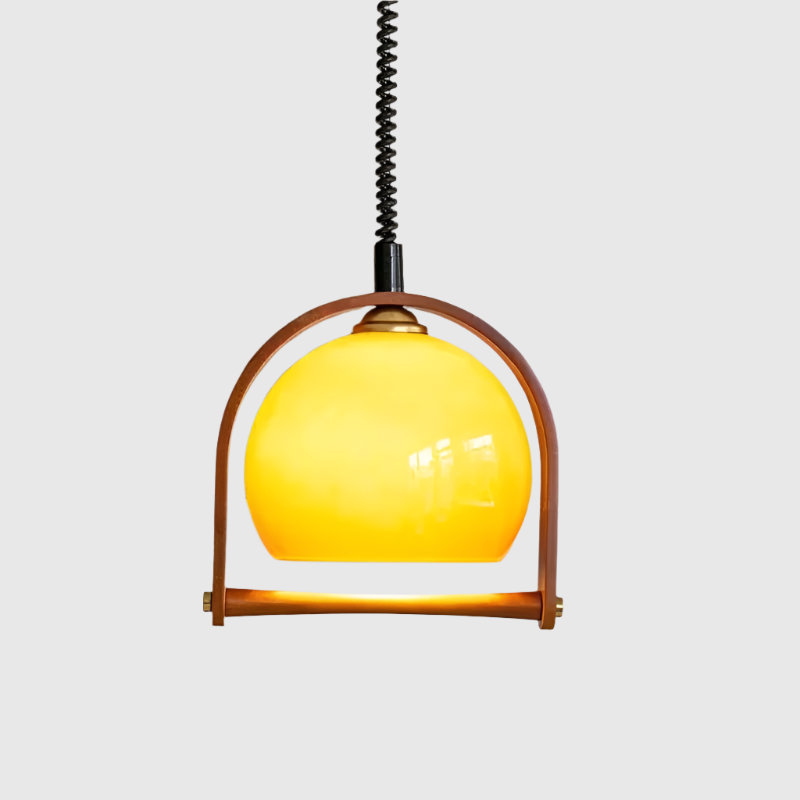 Hanglamp Eettafel van Hout en Glas - Industriele Woonkamer Lamp met E14 LED Verlichting - Ø30 cm Retro Design