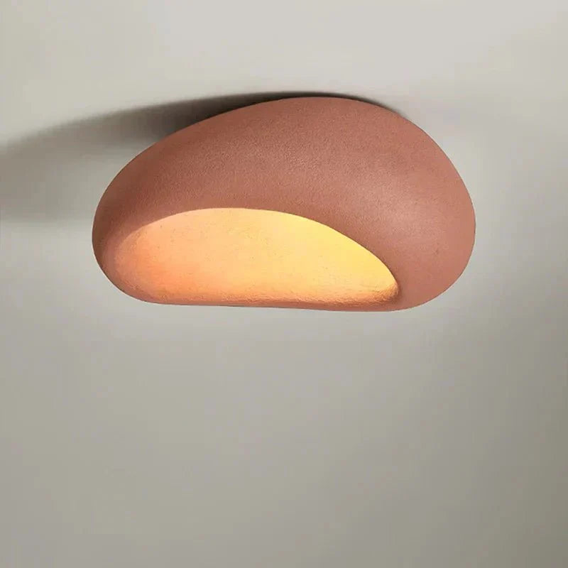 Wabi Sabi Plafondlamp – Sculpturaal Ontwerp in Hars en Metaal met Warm Wit Licht